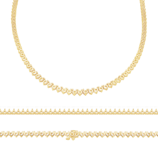 3 Prong Round Tennis Necklace in 14K Gold (.10 ct / 3.0 mm)