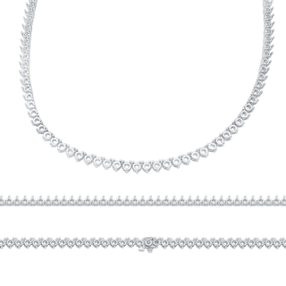 3 Prong Round Tennis Necklace in 14K Gold (.15 ct / 3.4 mm)