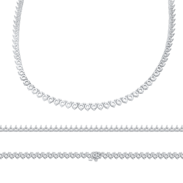 3 Prong Round Tennis Necklace in 14K Gold (.15 ct / 3.4 mm)