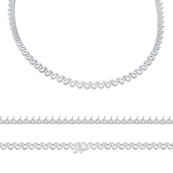 3 Prong Round Tennis Necklace in 14K Gold (.20 ct / 3.8 mm)