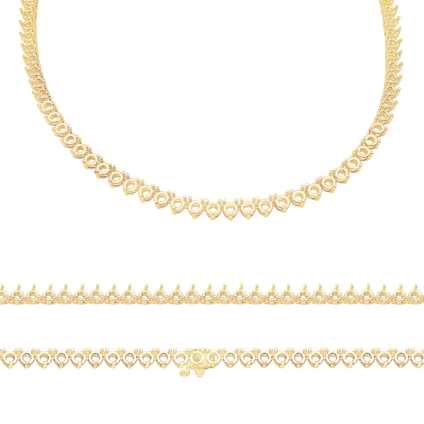 3 Prong Round Tennis Necklace in 14K Gold (.20 ct / 3.8 mm)