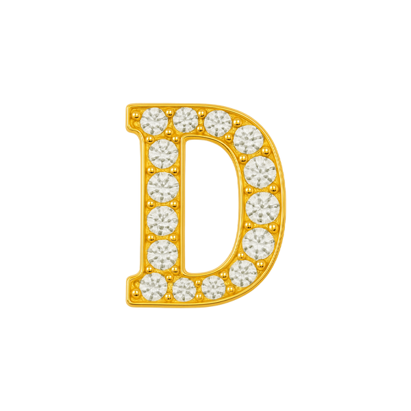 Large Initial Charm with Natural Diamonds Finding in 14K Gold (8 mm)