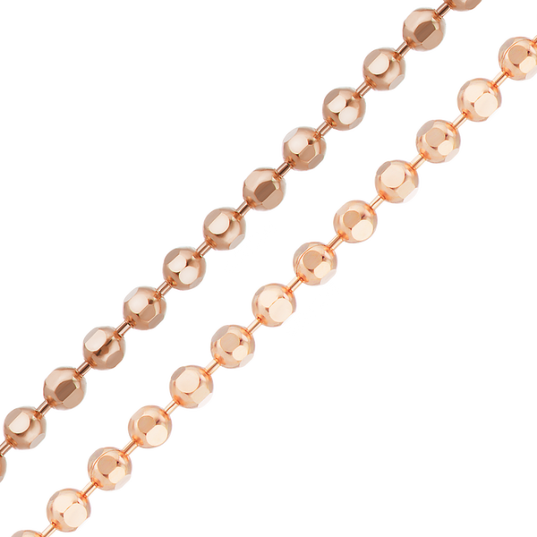 Bulk / Spooled Diamond Cut Round Bead Chain in 14K Pink Gold (1.20 mm - 1.50 mm)