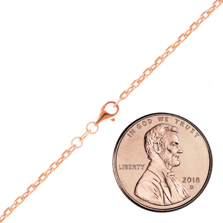 Finished Diamond Cut Cable Necklace in Sterling Silver 18K Pink Gold Finish (1.40 mm)