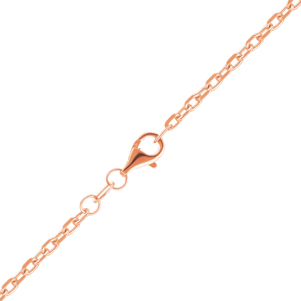 Finished Diamond Cut Cable Necklace in Sterling Silver 18K Pink Gold Finish (1.40 mm)