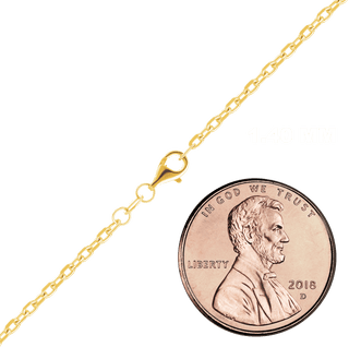 Finished Diamond Cut Cable Necklace in Sterling Silver 18K Yellow Gold Finish (1.40 mm)