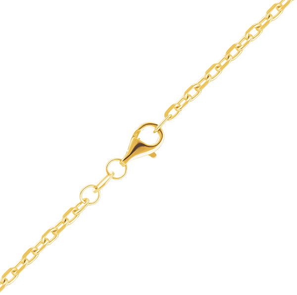 Finished Diamond Cut Cable Necklace in Sterling Silver 18K Yellow Gold Finish (1.40 mm)