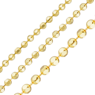 Bulk / Spooled Diamond Cut Round Bead Chain in 14K & 18K Yellow Gold (1.20 mm - 1.90 mm)