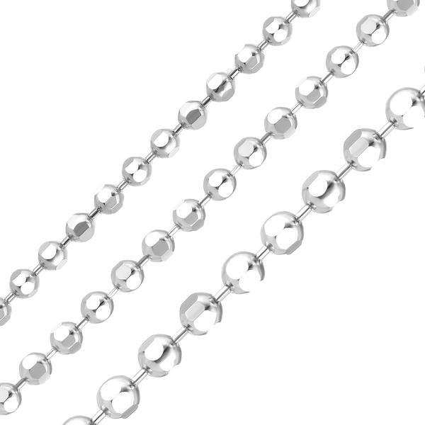 Bulk / Spooled Diamond Cut Round Bead Chain in 14K White Gold (1.20 mm - 1.90 mm)