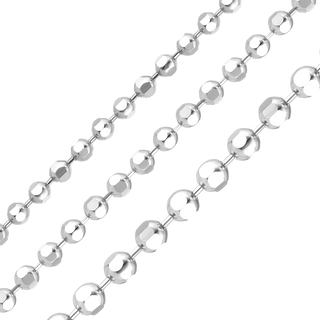 Bulk / Spooled Diamond Cut Round Bead Chain in 14K White Gold (1.20 mm - 1.90 mm)