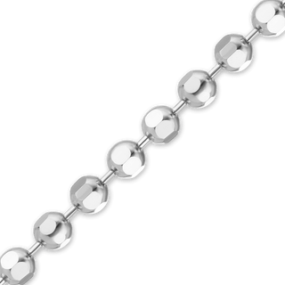 Bulk / Spooled Diamond Cut Round Bead Chain in 14K White Gold (1.20 mm - 1.90 mm)