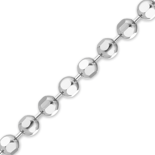 Bulk / Spooled Diamond Cut Round Bead Chain in 14K White Gold (1.20 mm - 1.90 mm)