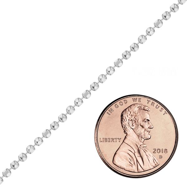 Bulk / Spooled Diamond Cut Round Bead Chain in Sterling Silver (0.80 mm - 5.00 mm)