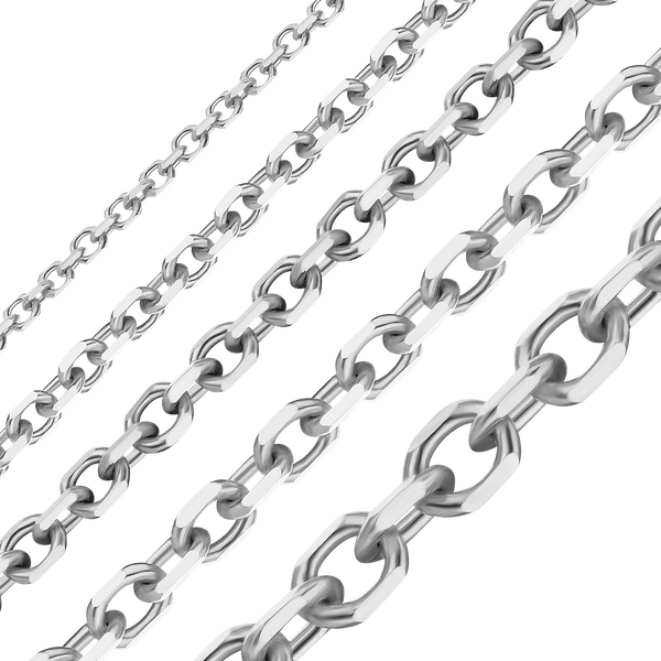 Bulk / Spooled Diamond Cut Round Cable Chain in 14K & 18K White Gold (1.05 mm - 2.20 mm)
