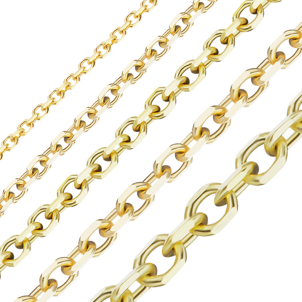 Bulk / Spooled Diamond Cut Round Cable Chain in 14K & 18K Yellow Gold (1.05 mm - 3.00 mm)