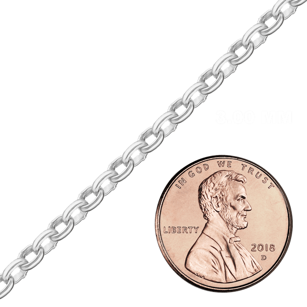 Bulk / Spooled Domed Rolo Chain in Sterling Silver (1.60 mm - 3.00 mm)