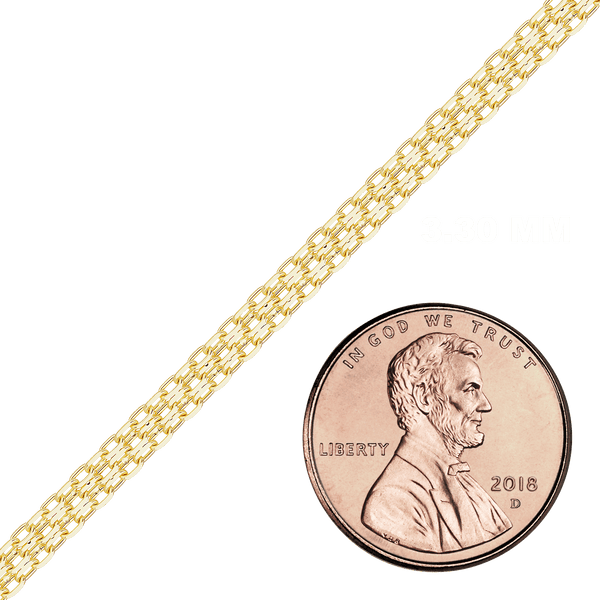 Bulk / Spooled Bizmark Chain in 14K Yellow Gold (2.30 mm - 5.80 mm)