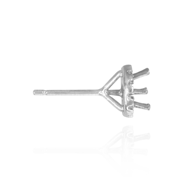 Round Three Prong Halo Earrings with Push Post