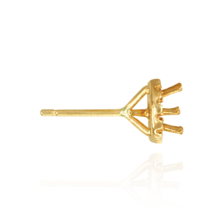 14K Gold Round Three Prong Halo Earrings with Push Post