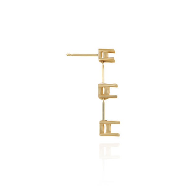 14K Gold Three Stone Graduated Flexible Wire with Push Post