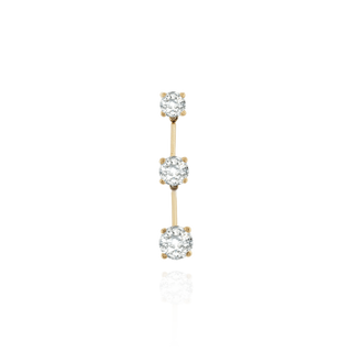 14K Gold Three Stone Graduated Flexible Wire with Push Post