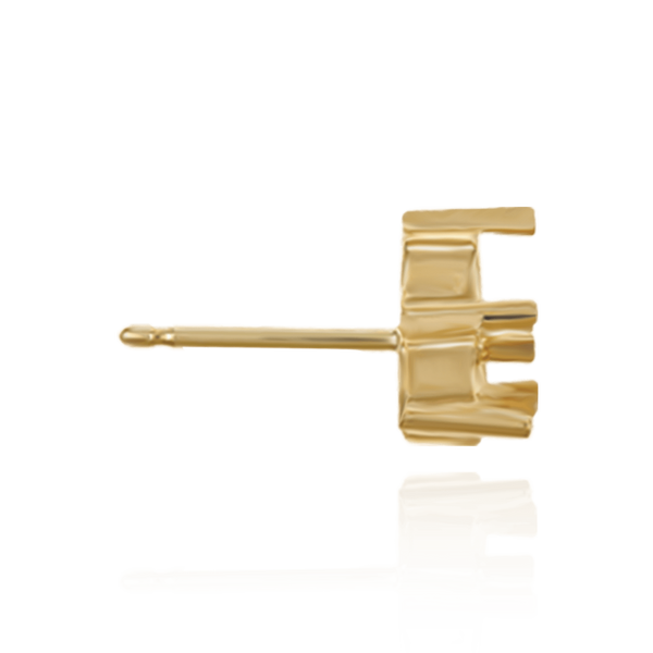 14K Gold Round Three Stone Cluster Earrings with Push Post