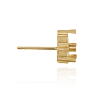 14K Gold Round Three Stone Cluster Earrings with Push Post