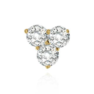 14K Gold Round Three Stone Cluster Earrings with Push Post