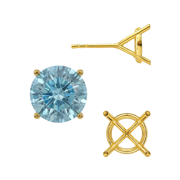 Round Four Prong Martini Basket Style Earrings with Push Post