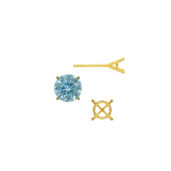 Round Four Prong Martini Basket Style Earrings with Push Post