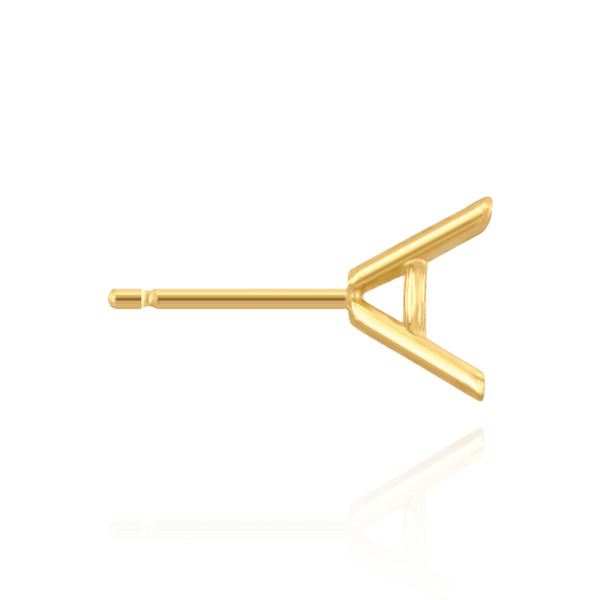 14K Gold, 18K Round Four Prong Martini Basket Style Earrings with Push Post