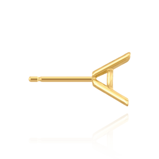 14K Gold, 18K Round Four Prong Martini Basket Style Earrings with Push Post