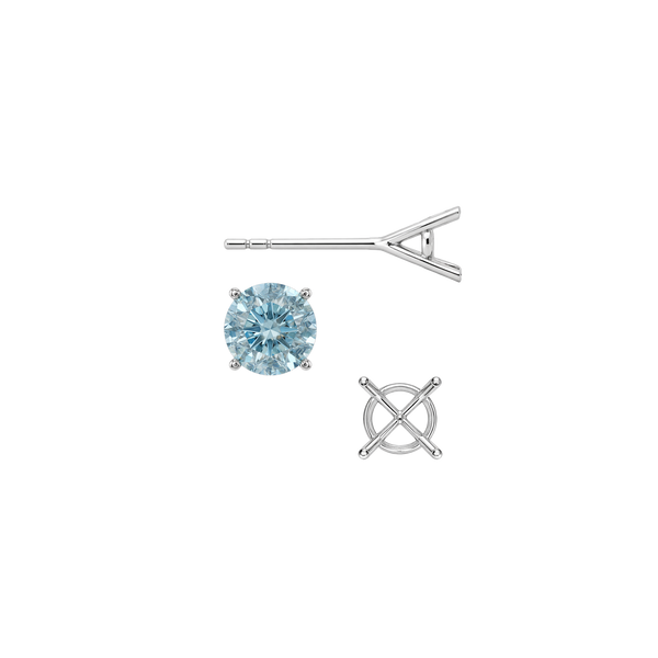 Round Four Prong Martini Basket Style Earrings with Push Post