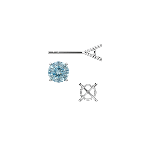 Round Four Prong Martini Basket Style Earrings with Push Post