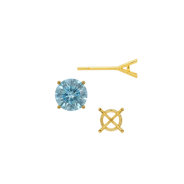 Round Four Prong Martini Basket Style Earrings with Push Post