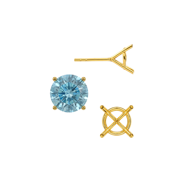 Round Four Prong Martini Basket Style Earrings with Push Post