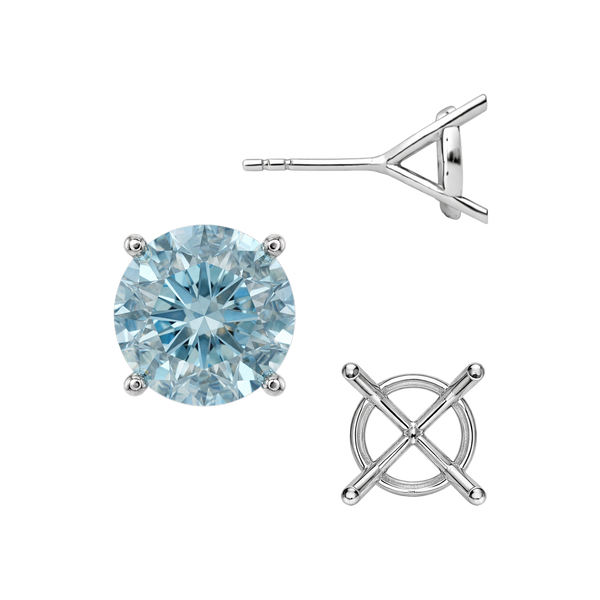 Round Four Prong Martini Basket Style Earrings with Push Post