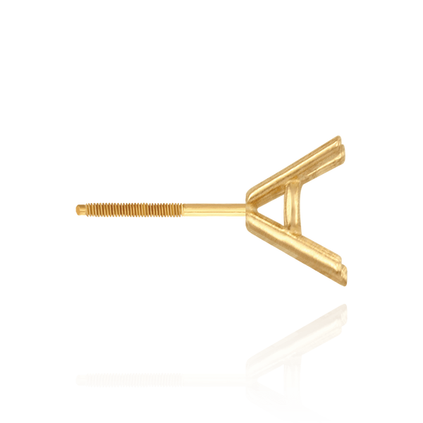 14K Gold, 18K Round Four Prong Martini Basket Style Earrings with Screw Post