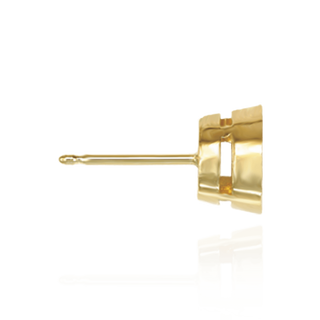 14K Gold Round Bezel Earrings with Airline with Push Post