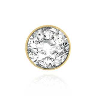 14K Gold Round Bezel Earrings with Airline with Push Post