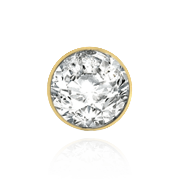 14K Gold Round Bezel Earrings with Airline with Push Post