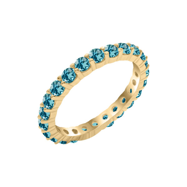 Round Eternity Bands with Diamond or Gemstone Birthstones in 14K Yellow Gold (2.50 mm / .05 ct)