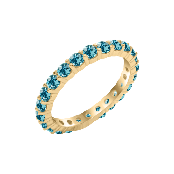 Round Eternity Bands with Diamond or Gemstone Birthstones in 14K Yellow Gold (2.50 mm / .05 ct)