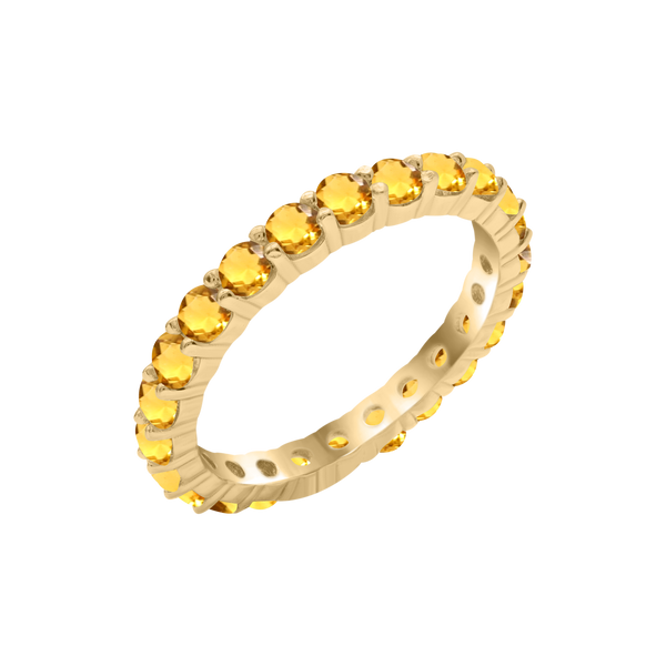 Round Eternity Bands with Diamond or Gemstone Birthstones in 14K Yellow Gold (2.50 mm / .05 ct)