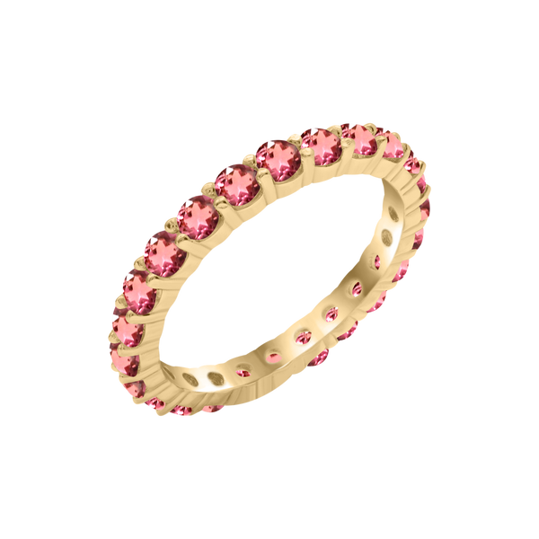 Round Eternity Bands with Diamond or Gemstone Birthstones in 14K Yellow Gold (2.50 mm / .05 ct)