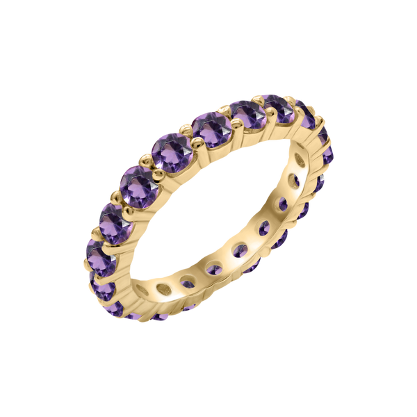 Round Eternity Bands with Diamond or Gemstone Birthstones in 14K Yellow Gold (3.00 mm / .10 ct)