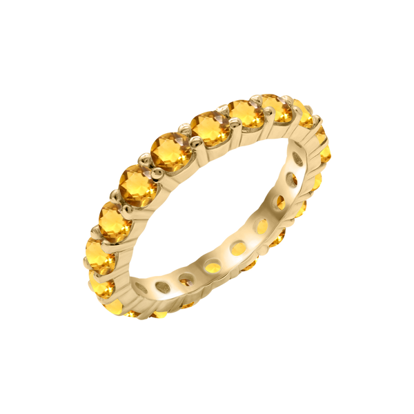 Round Eternity Bands with Diamond or Gemstone Birthstones in 14K Yellow Gold (3.00 mm / .10 ct)