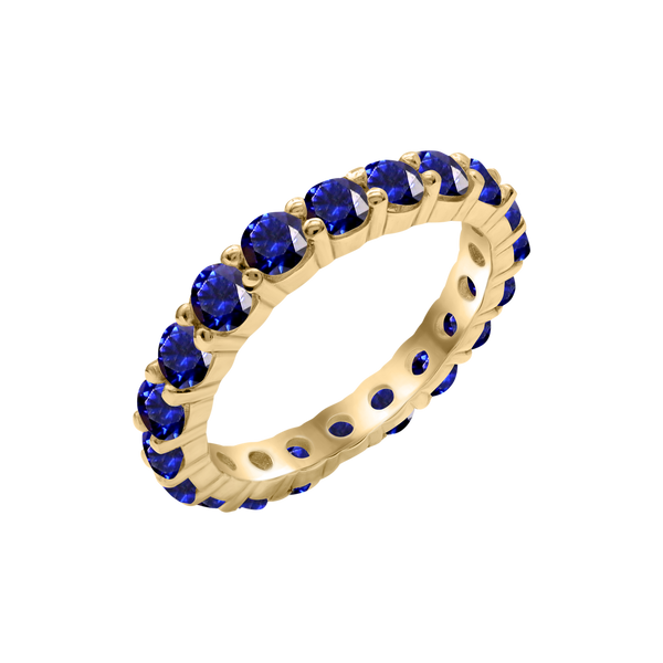 Round Eternity Bands with Diamond or Gemstone Birthstones in 14K Yellow Gold (3.00 mm / .10 ct)