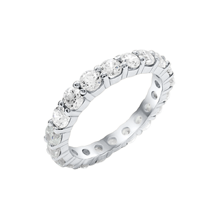 Round Eternity Bands with Diamond or Gemstone Birthstones in 14K White Gold (3.00 mm / .10 ct)