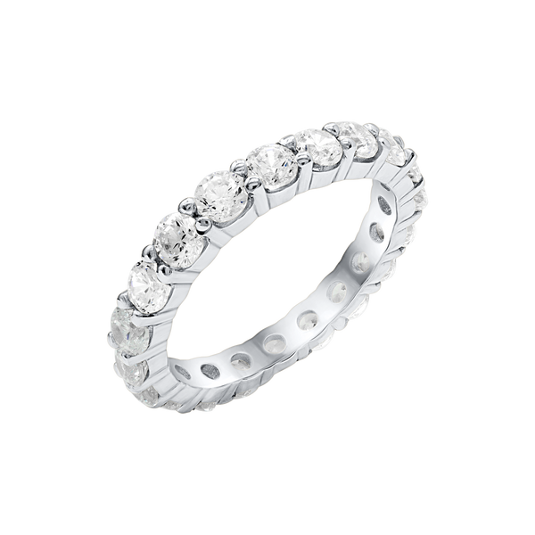 Round Eternity Bands with Diamond or Gemstone Birthstones in 14K White Gold (3.00 mm / .10 ct)